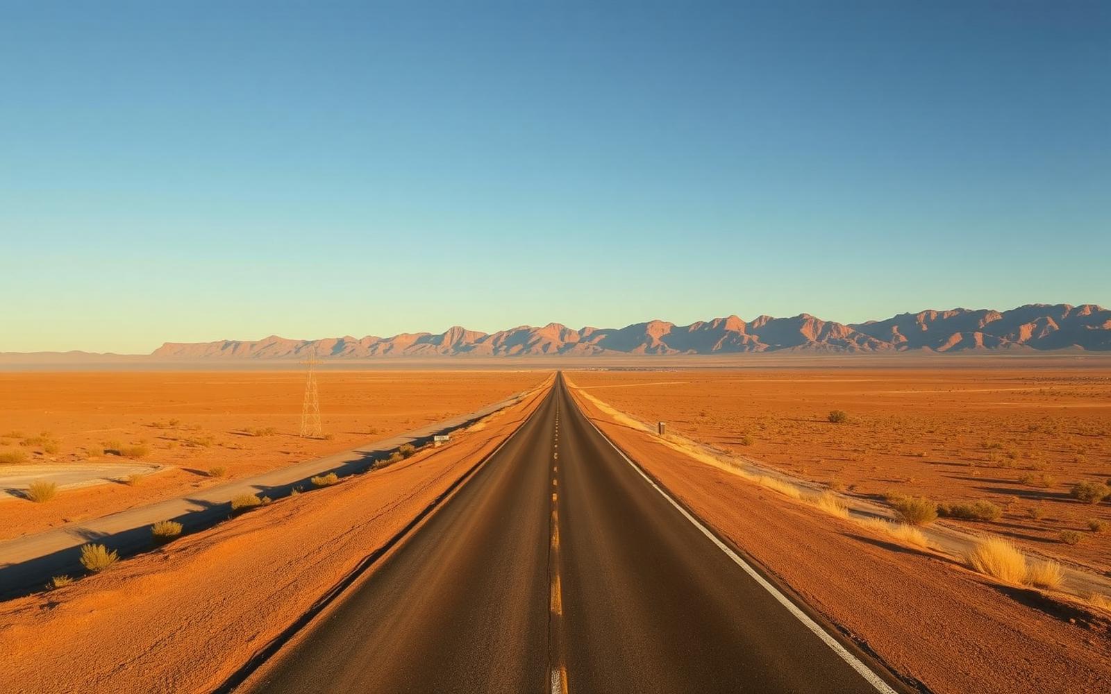 Open desert highway toward mountains in the American Southwest